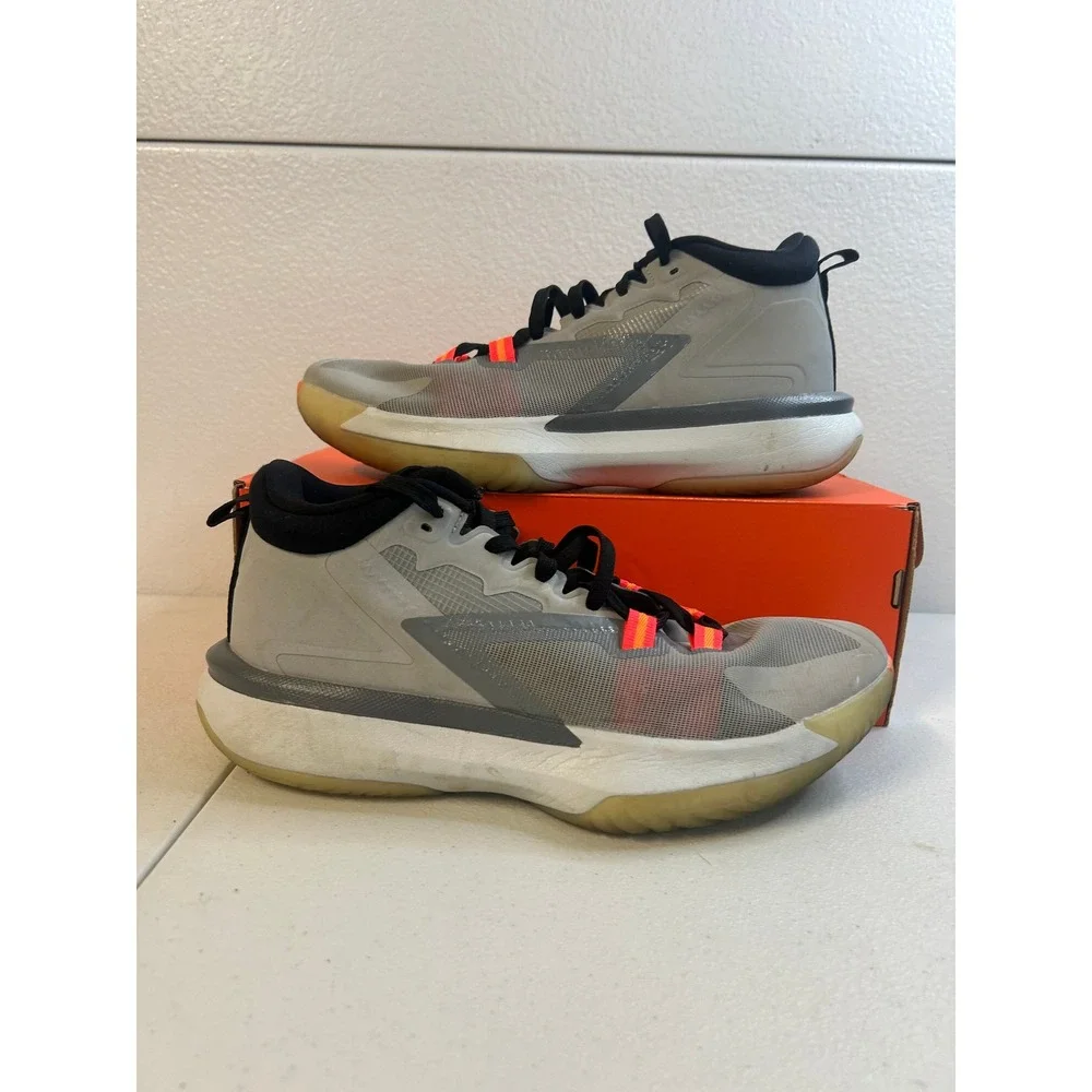 Jordan Zion 1 Carbon Green Light Smoke Grey Orange Mens Size 11 #2547